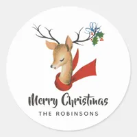 Retro Vintage Reindeer Christmas Classic Round Sticker