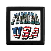 Florida State and USA Flag Text Gift Box