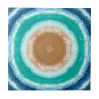 Round Ocean Waves Teal and Turquoise  Ceramic Tile