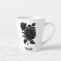 Vintage Gothic Black Roses Personalised Latte Mug