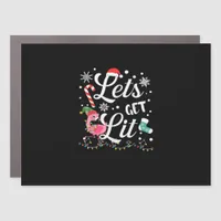 Let's Get Lit Adult Flamingo Funny Christmas Car Magnet