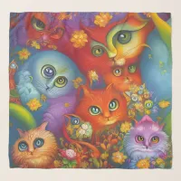 Colorful Crazy Kitty Cat Kitten Collage Scarf