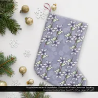 Purple Poinsettias & Snowflakes Christmas Winter Small Christmas Stocking