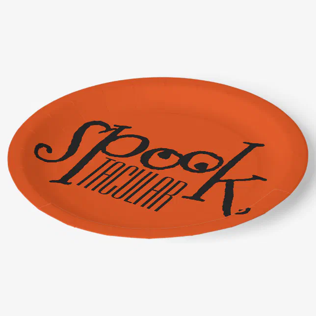 Funny Orange Black Eyeballs Spooktacular Pun Paper Plates