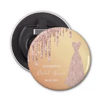 Bridal Shower rose gold glitter wedding dress Bottle Opener