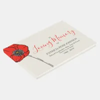 Red Poppy Memorial Funeral Remembrance Guest Book