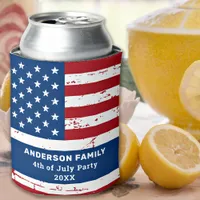 American Flag Personalized USA 4th Of July Party Can Cooler