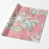 Cute Pink Easter Bunny Wrapping Paper