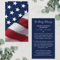 Patriotic Memorial Funeral Memorial Prayer Card 