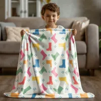 Rainbow Rain Boots Rainy Day Parade Collection Fleece Blanket