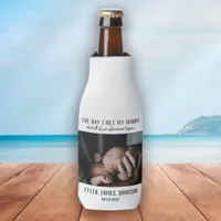 Custom Daddy Photo First Father's Day Bottle Cooler