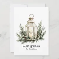 Elegant Lantern Candle Christmas Photo Holiday Card