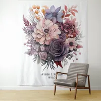 Plum, Gray, Copper and Dusty Rose Floral Wedding Tapestry