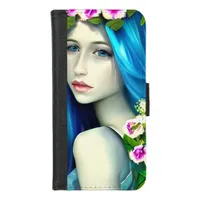 Pretty Ethereal Girl with Blue Hair iPhone 8/7 Wallet Case