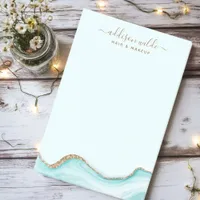 Elegant Gold Glitter Blue Marble Agate Modern Chic Post-it Notes