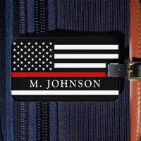 Firefighter Personalized Thin Red Line Luggage Tag