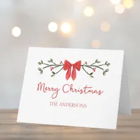 Personalized Merry Christmas Cute Coquette Bow Card