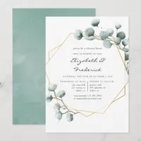 Watercolor Greenery Geometric Rehearsal Dinner Invitation