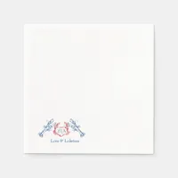Lobster Nautical Monogram Script Navy Wedding Napkins