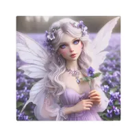 Beautiful February Fairy in Violets Metal Print