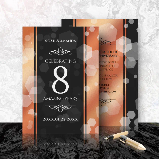 Elegant 8th Bronze Wedding Anniversary Celebration Invitation