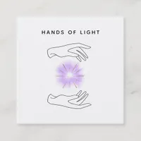 *~* Energy Hands Ball of Reiki Healing Light Square Business Card