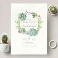 Whimsical Succulent Wreath Baby Shower Invitation