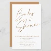 Budget Tan Earth Tones Simple Script Baby Shower