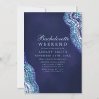 Purple Teal Agate Geode Bachelorette Weekend Invitation