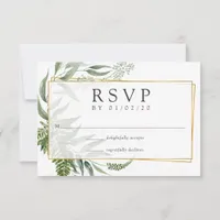 Watercolor Herbarium Geometric Wedding RSVP Card