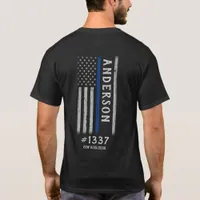 Police Thin Blue Line Personalized Badge Memorial T-Shirt