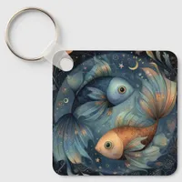 Pisces Fish Zodiac Astrology Celestial Birthday Keychain