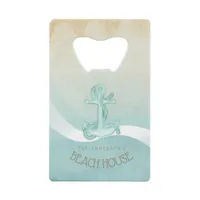 Beach House Nautical Anchor and Rope Aqua ID623 Credit Card Bottle Opener