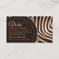 Coffee Choc Zebra Stylish w/ Logo Business Cards