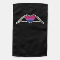 Bone Hands Heart Bisexual Goth Minimal Design Garden Flag