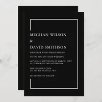 Simple Minimalist Black and White Modern Wedding Invitation