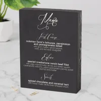 Custom 3-Course Menu Template Black Wood Box Sign