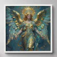 A Beautiful Gold and Turquoise Angel  Peel And Stick Photo Tile