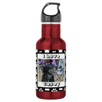 Customized Pet Photo and Paw Print Stainless Steel Water Bottle