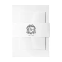 Elegant Monogram Crest Wedding Invitation Belly Band