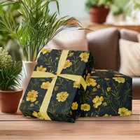 Elegant Yellow Buttercup Flower Pattern Wrapping Paper