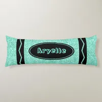 Aqua Blue Glitter Crayon Custom Name Body Pillow