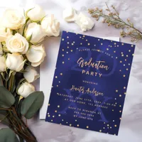 Graduation party blue year budget invititation flyer
