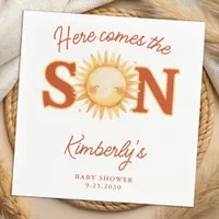 Here Comes The Son Sunshine Boho Cute Baby Shower Napkins