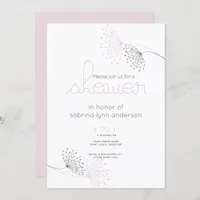 Minimal Chic Blush Pink and Charcoal  Flowers Invitation