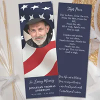 Veteran Flag Memorial Photo Prayer Card Funeral Bookmarks
