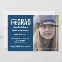 Blue and White Graduation Party Invitation