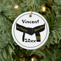 Martial Arts 3rd Degree Black Belt Ceramic Ornament