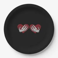Red Heart Skeleton Hands Classic Paper Plates