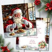 Vintage Santa eating Cookies | Sweet Personalized Holiday Card